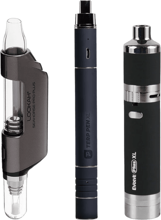 Lookah Seahorse Pro Plus vs Boundless Terp Pen XL vs Yocan Evolve Plus XL size comparison lineup