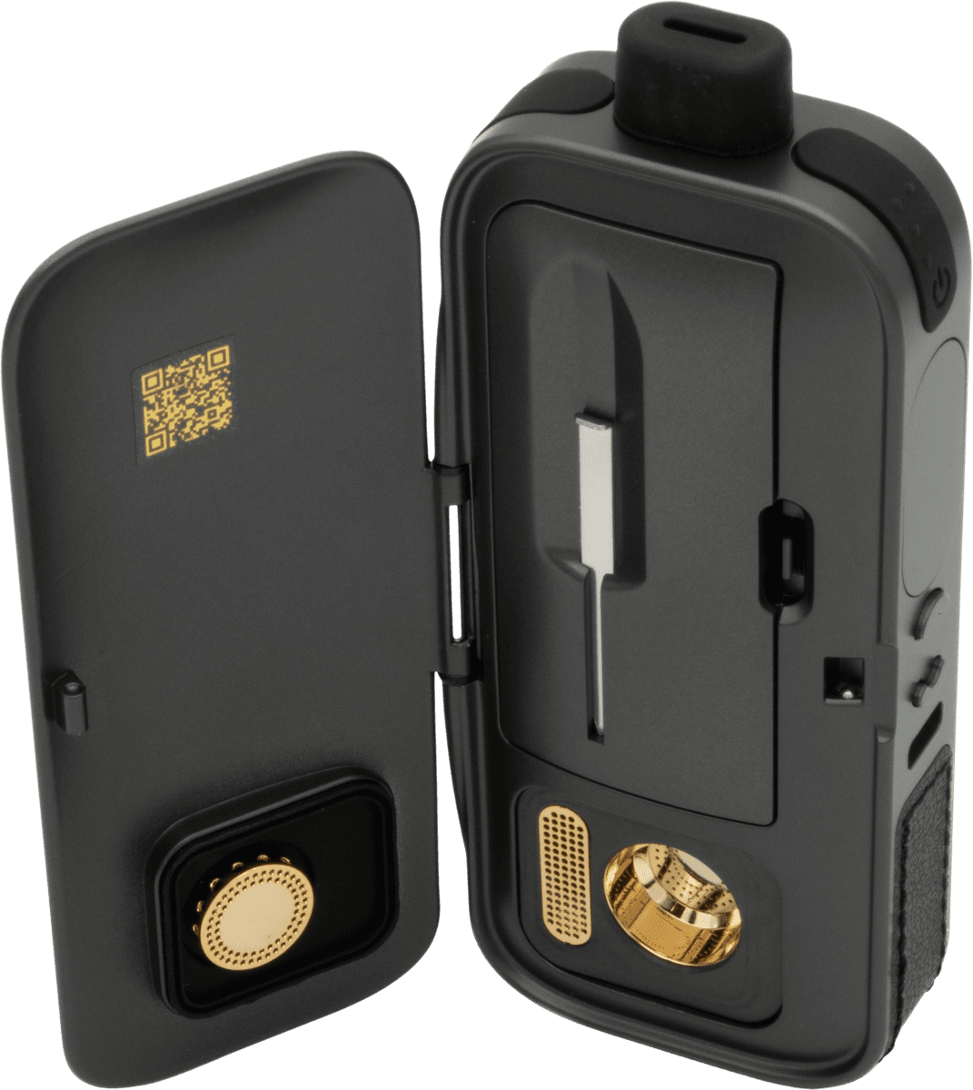 AirVape Legacy Pro 2 open showing 24K gold-plated hybrid heating chamber