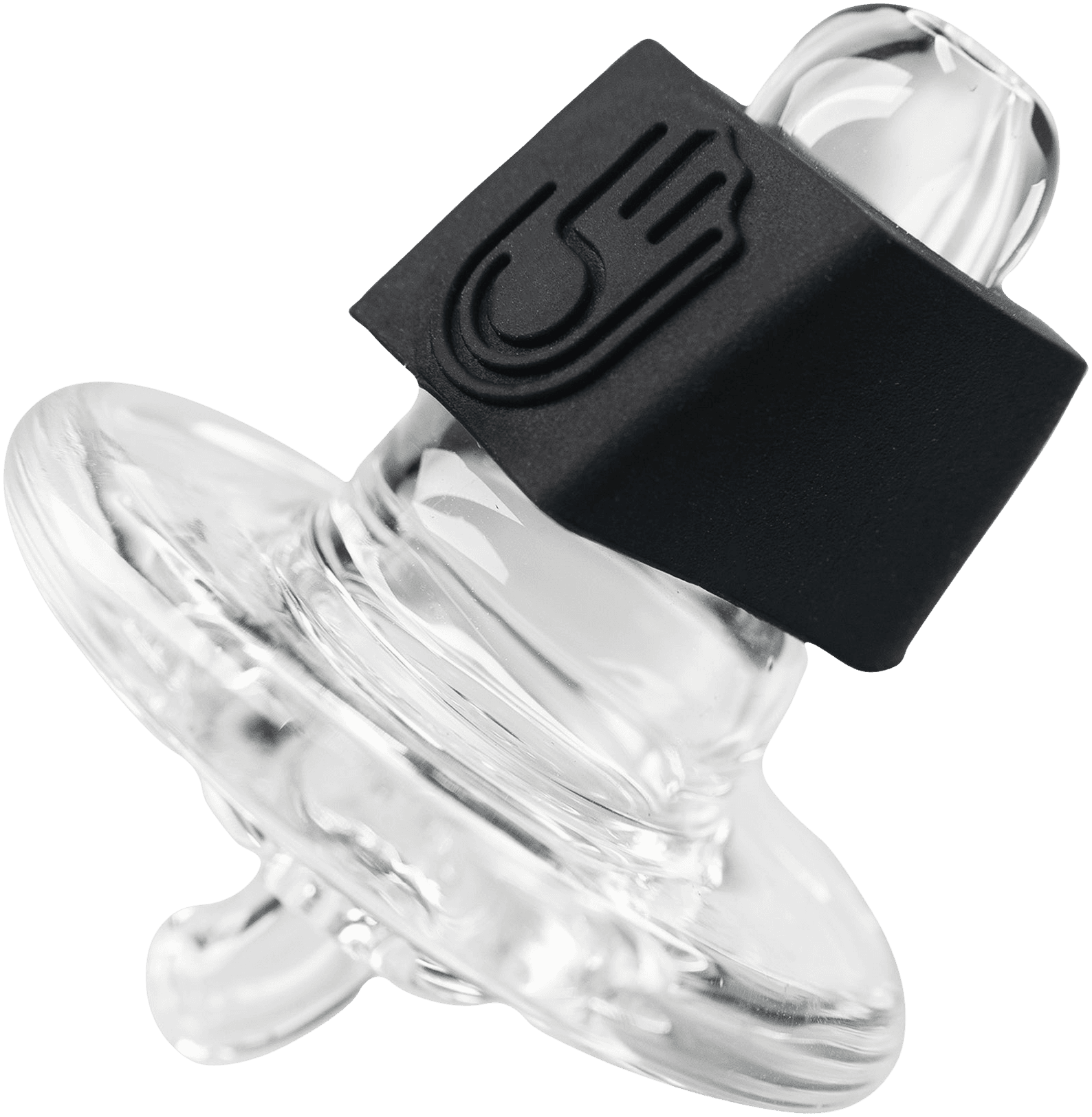 High Five DUO glass carb cap with branded rubber grip showing logo detail