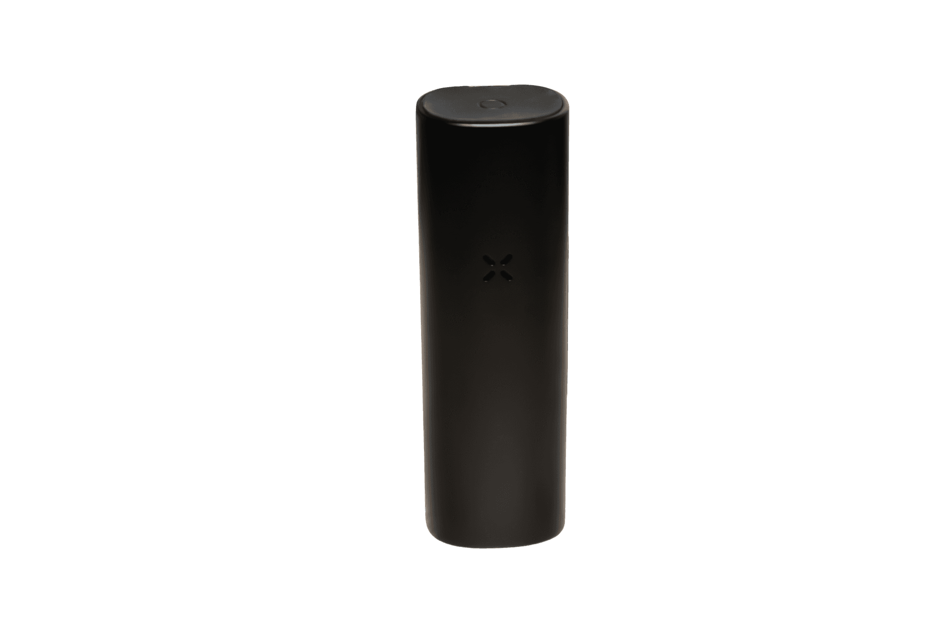 PAX Flow in Onyx standing upright on a wooden table showing slim anodized aluminum body