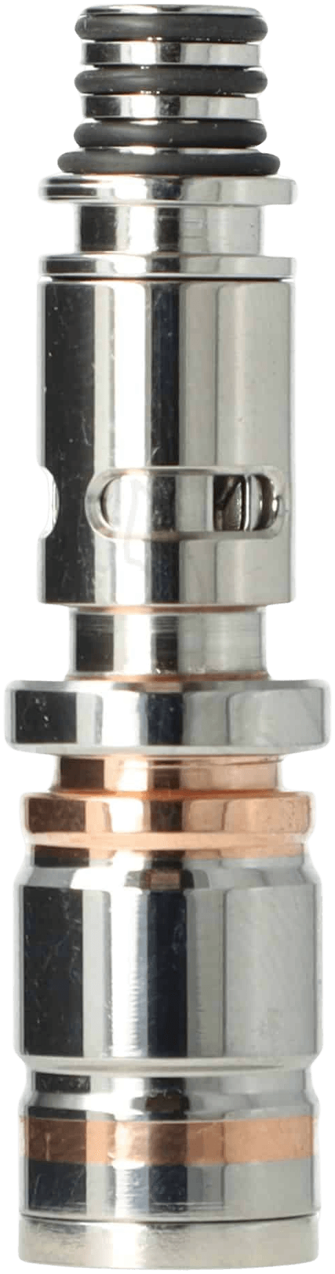 Close-up of Vestratto Tornado CopperCore section showing copper accent rings and machined stainless steel body