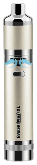 Yocan Evolve Plus XL adjustable airflow ring near the mouthpiece with arrows showing open and closed positions