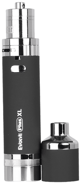 Yocan Evolve Plus XL partially disassembled showing battery, atomizer, and silicone jar