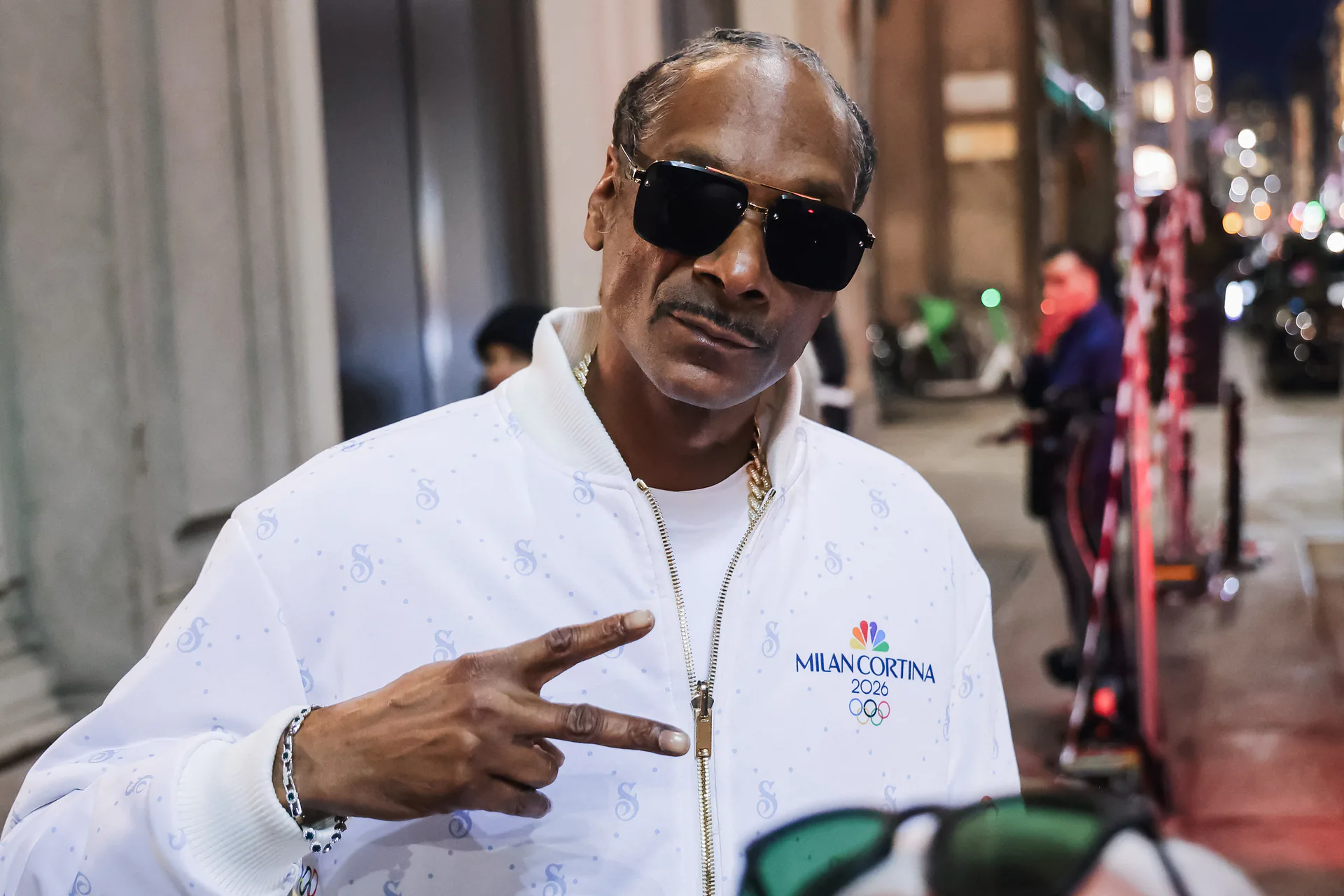 Snoop Dogg exits the Park Hyatt Milan hotel on Feb. 22, 2026, in Milan, Italy. Snoop Dogg served as NBC correspondent for the Milan Cortina 2026 Olympics.