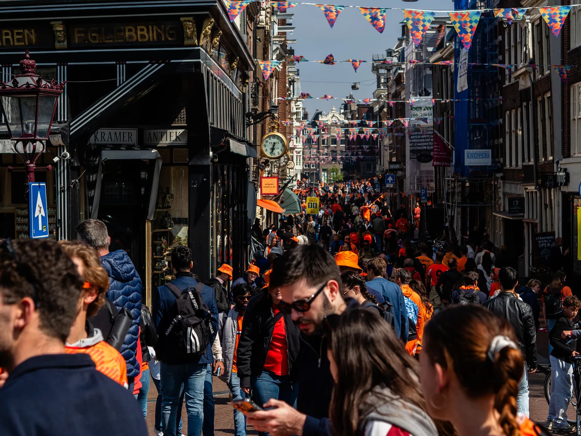 Crowds fill the streets during King's Day celebrations in Amsterdam, Netherlands, Saturday, April 26, 2025.