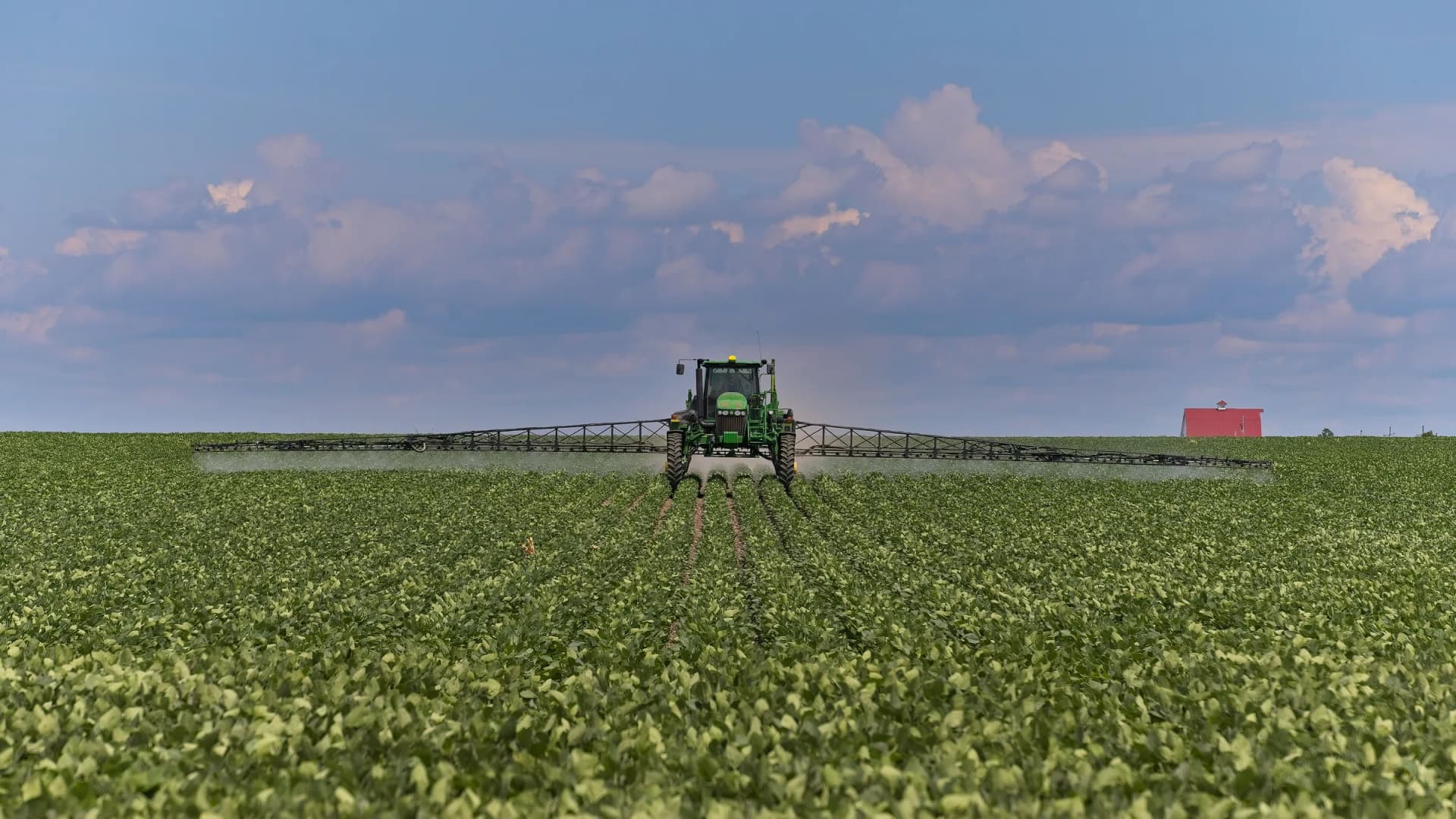 A farmer applies insecticide to a soybean field in McLean County, Illinois, on June 30, 2025. | Alan Look/ZUMA Press Wire/Newscom
