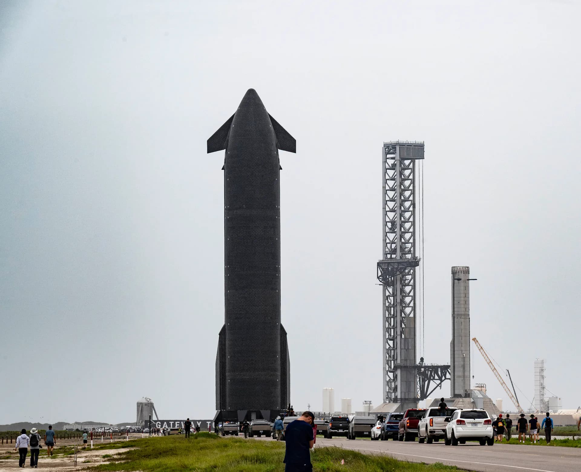 A SpaceX Starship rocket is rolled out to the launch pad at Starbase, Texas, May 19, 2026.