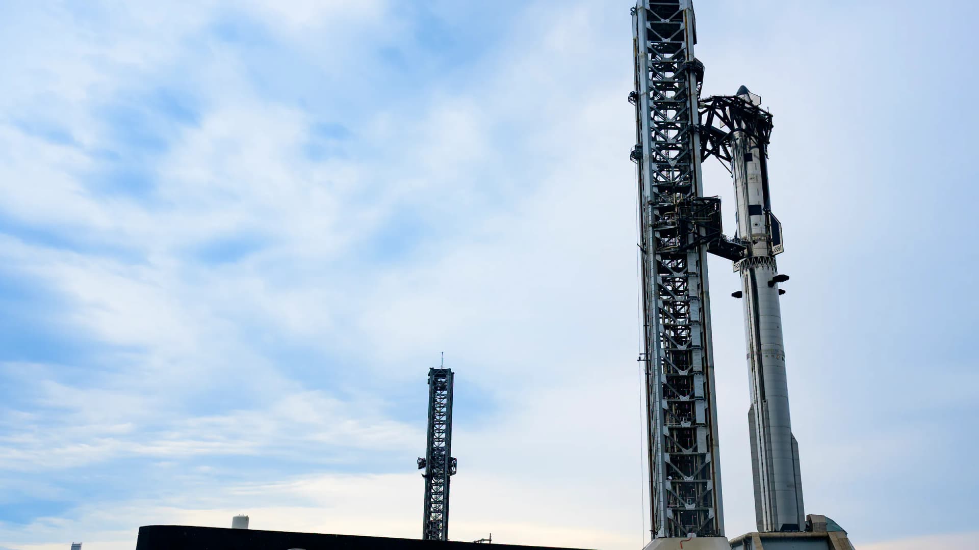 A SpaceX Starship rocket stands on the launch pad hours before its flight at Starbase, Texas, on Wednesday, May 21, 2026. | Charles Briggs/ZUMA Press Wire/Newscom