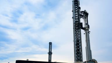 A SpaceX Starship rocket stands on the launch pad hours before its flight at Starbase, Texas, on Wednesday, May 21, 2026. | Charles Briggs/ZUMA Press Wire/Newscom