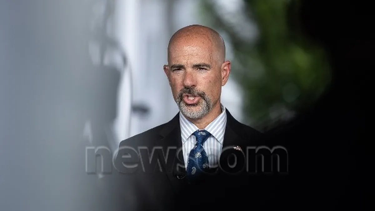 Terrance C. Cole, Administrator of the Drug Enforcement Administration (DEA) and interim Federal Commissioner of the District of Columbia Metropolitan Police Department (MPD), is interviewed for television outside the White House in Washington, Tuesday, Aug. 12, 2025.