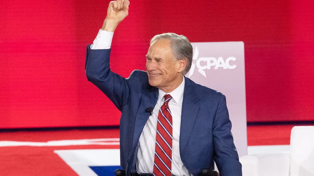 Texas Gov. Greg Abbott gestures to the crowd at the Gaylord Texan Resort & Convention Center in Grapevine, Texas, in March 2026. | Abbas Shirmohammadi - Panoramic Visions for CNP/picture alliance/Consolidated News Photos/Newscom