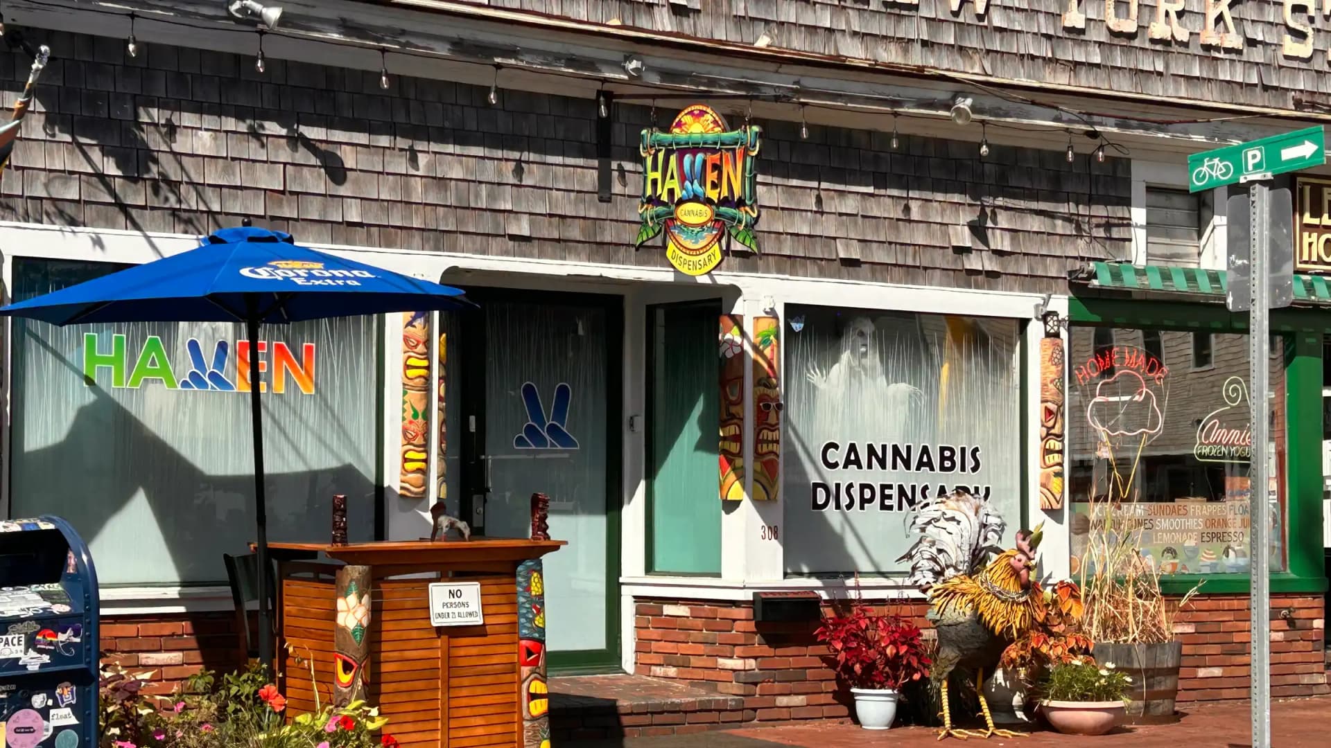 The Haven Cannabis Dispensary shop stands in Provincetown, Massachusetts. Retailers like this one would lose their licenses if voters approve the Nov. 3 repeal. (Lindsey Nicholson/UCG/Universal Images Group/Newscom)