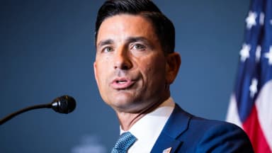 Chad Wolf, former acting secretary of Homeland Security, speaks during the America First Policy Institute's America First Agenda Summit on July 25, 2022. Wolf has tied the fight over a hemp THC ban to threats from China. (Tom Williams/CQ Roll Call/Newscom)