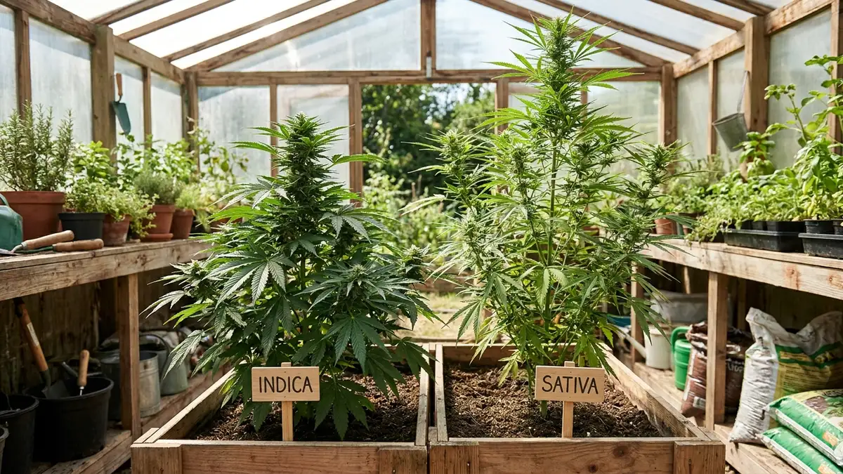 Row of unlabeled identical opaque containers on a dispensary shelf, all holding different flower strains but visually indistinguishable from each other