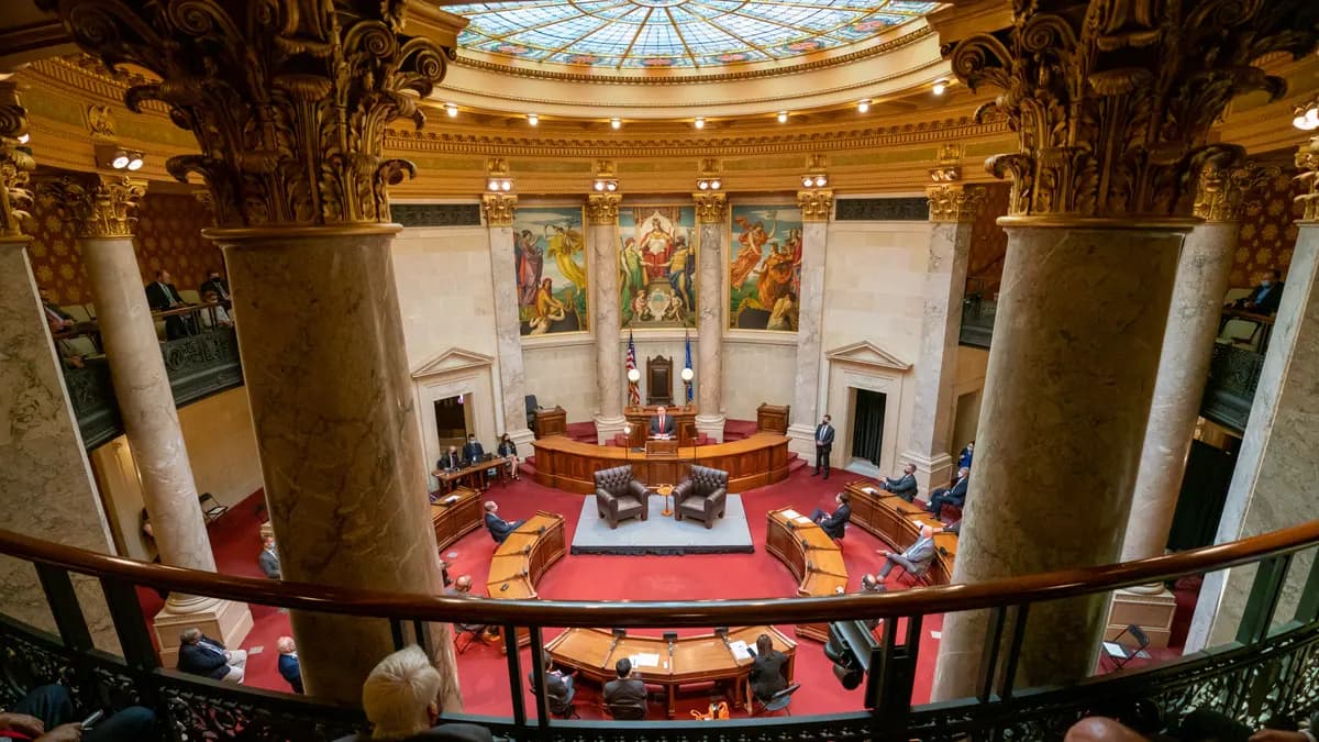Secretary Pompeo Delivers Remarks in the Senate Chamber of the Wisconsin State Capitol (50378281008) | U.S. Department of State from United States/Wikimedia Commons (Public domain)
